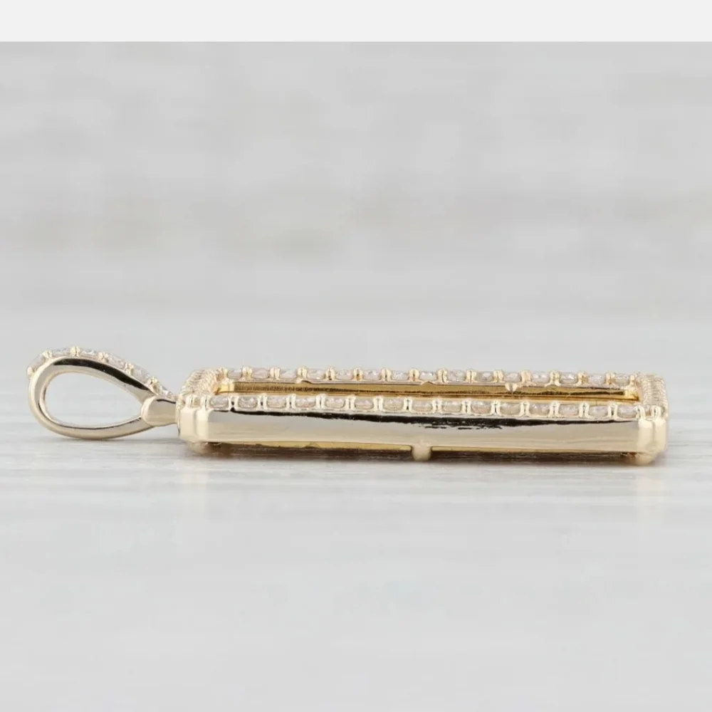 New Diamond Halo Pamp Fortuna Swiss Gold Bar Pendant 999 14k Yellow Gold 2.5 gra